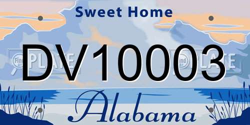DV10003 Alabama License Plate