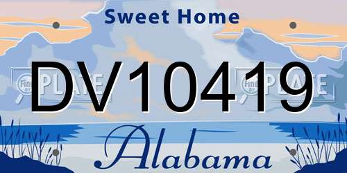 DV10419 Alabama License Plate