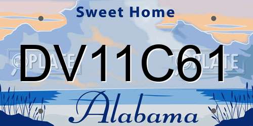 DV11C61 Alabama License Plate