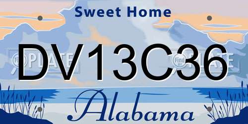 DV13C36 Alabama License Plate