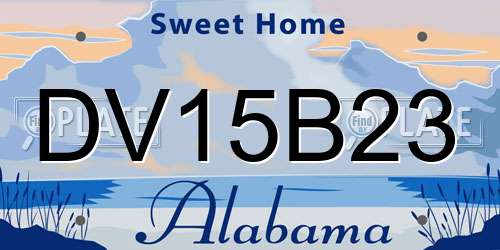 DV15B23 Alabama License Plate