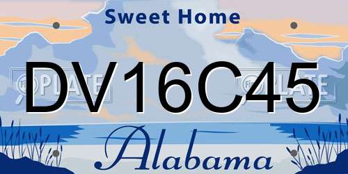DV16C45 Alabama License Plate
