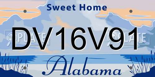 DV16V91 Alabama License Plate