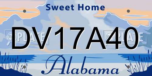 DV17A40 Alabama License Plate