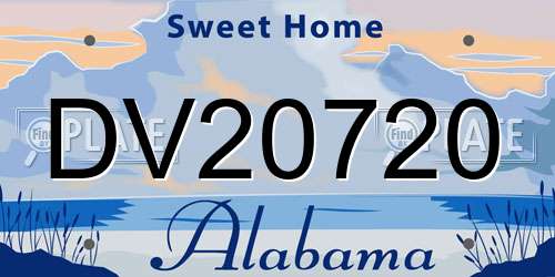 DV20720 Alabama License Plate
