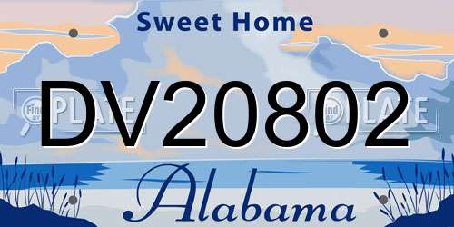 DV20802 Alabama License Plate