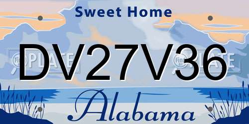 DV27V36 Alabama License Plate