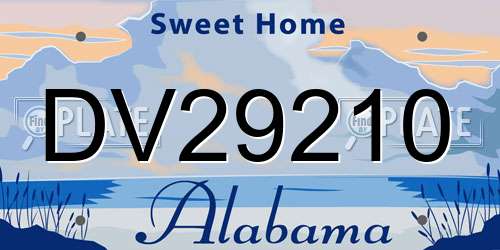 DV29210 Alabama License Plate