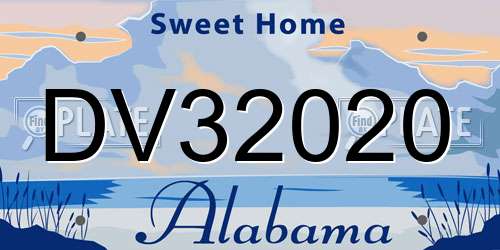 DV32020 Alabama License Plate