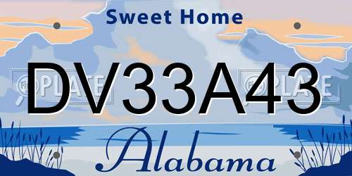 DV33A43 Alabama License Plate
