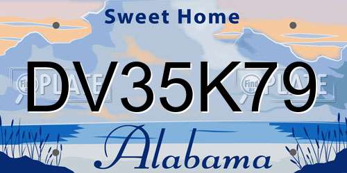 DV35K79 Alabama License Plate
