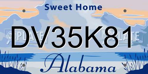 DV35K81 Alabama License Plate