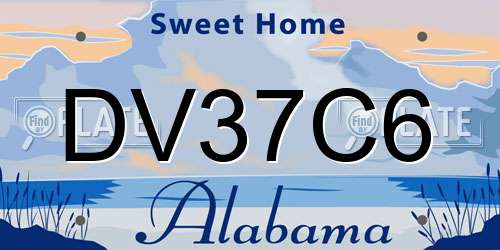 DV37C6 Alabama License Plate