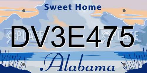 DV3E475 Alabama License Plate