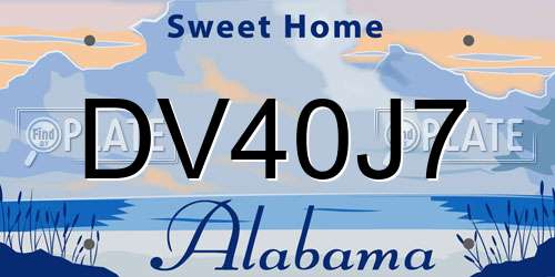 DV40J7 Alabama License Plate