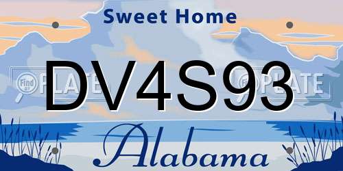 DV4S93 Alabama License Plate