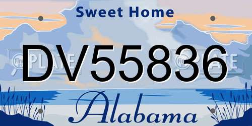 DV55836 Alabama License Plate