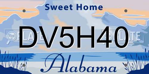 DV5H40 Alabama License Plate