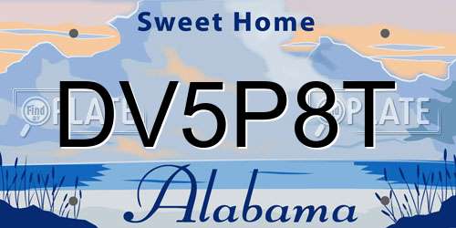DV5P8T Alabama License Plate