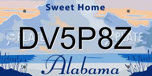 DV5P8Z Alabama License Plate