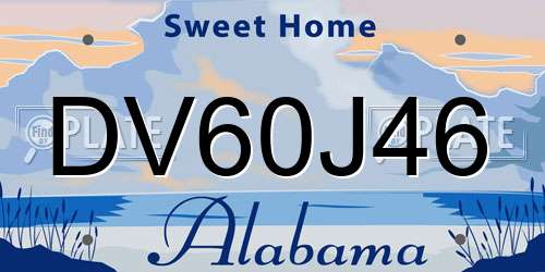 DV60J46 Alabama License Plate