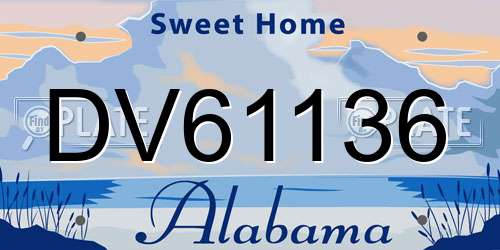 DV61136 Alabama License Plate