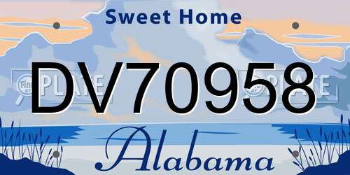 DV70958 Alabama License Plate