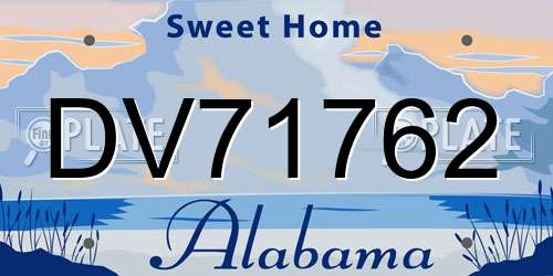 DV71762 Alabama License Plate