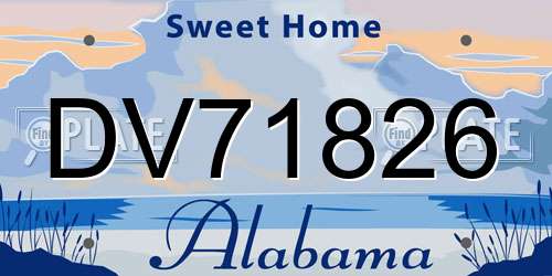 DV71826 Alabama License Plate