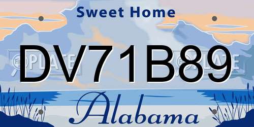 DV71B89 Alabama License Plate