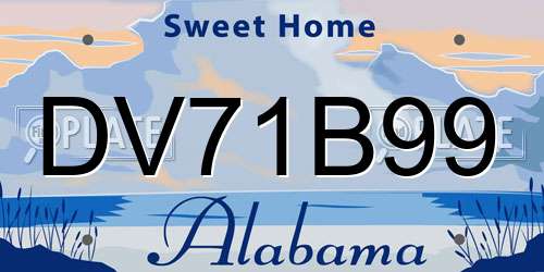 DV71B99 Alabama License Plate