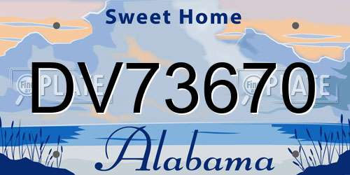 DV73670 Alabama License Plate