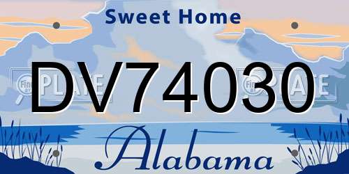DV74030 Alabama License Plate