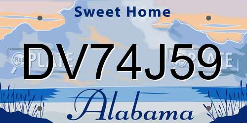 DV74J59 Alabama License Plate