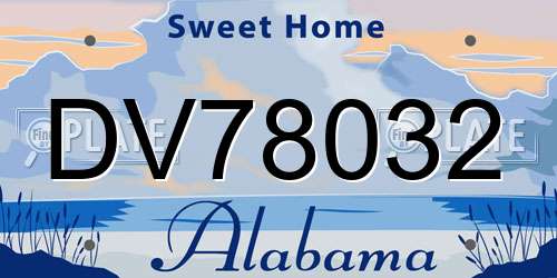 DV78032 Alabama License Plate