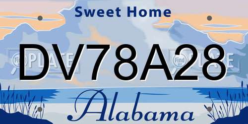 DV78A28 Alabama License Plate