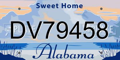 DV79458 Alabama License Plate