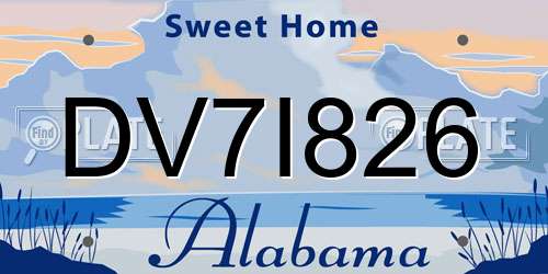 DV7I826 Alabama License Plate
