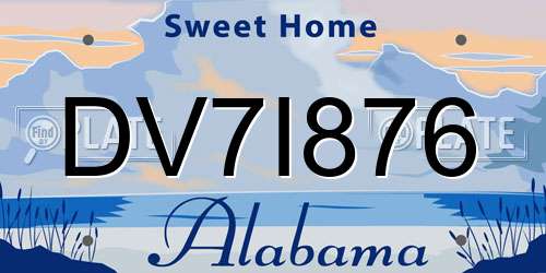 DV7I876 Alabama License Plate