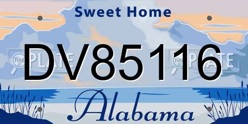 DV85116 Alabama License Plate