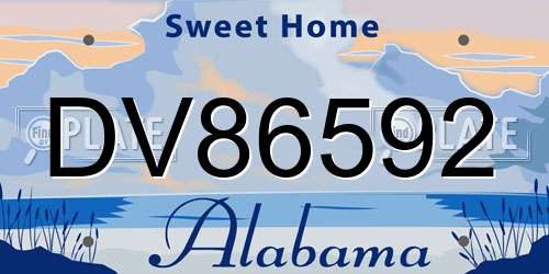 DV86592 Alabama License Plate