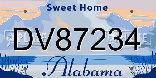 DV87234 Alabama License Plate