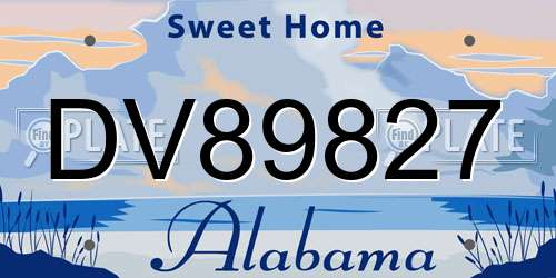 DV89827 Alabama License Plate