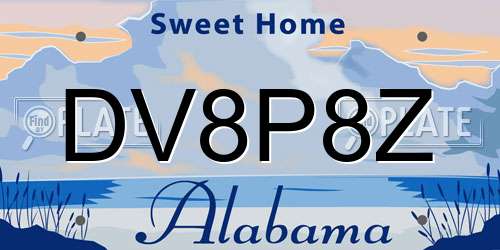 DV8P8Z Alabama License Plate