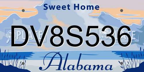 DV8S536 Alabama License Plate