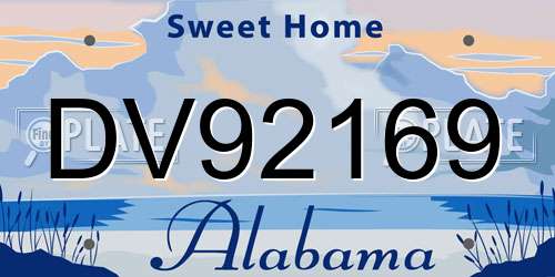 DV92169 Alabama License Plate