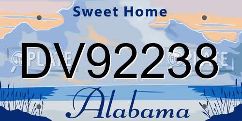 DV92238 Alabama License Plate