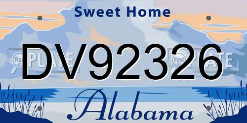 DV92326 Alabama License Plate