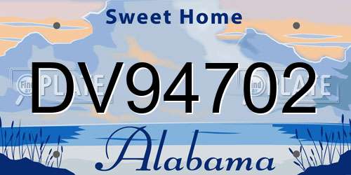 DV94702 Alabama License Plate