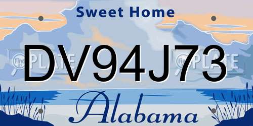DV94J73 Alabama License Plate